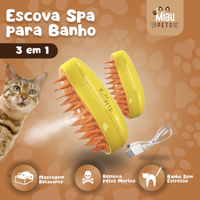 Escova Spray de Silicone para Banho Spa Recarregável - MiauPets ©️