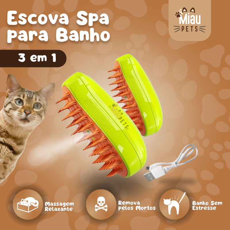 Escova Spray de Silicone para Banho Spa Recarregável - MiauPets ©️