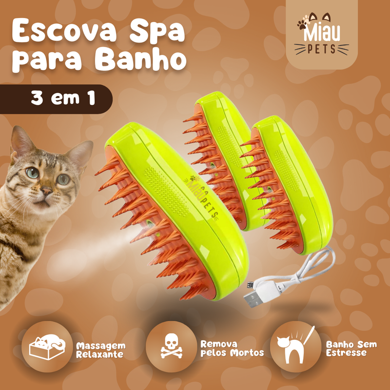 Escova Spray de Silicone para Banho Spa Recarregável - MiauPets ©️