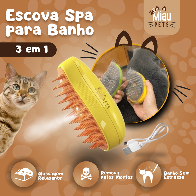 Escova Spray de Silicone para Banho Spa Recarregável - MiauPets ©️