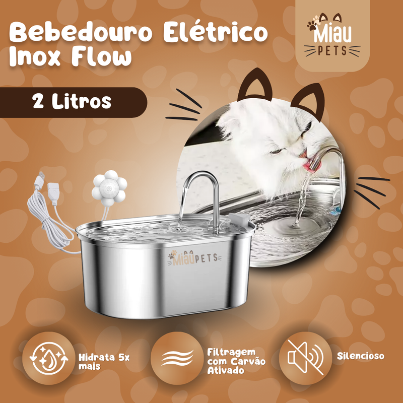 Bebedouro Inox Flow com Sensor de Movimento para Gatos (Elétrico)