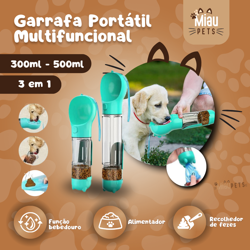 Garrafa Portátil Multifuncional para Passeio - Miau Pets©